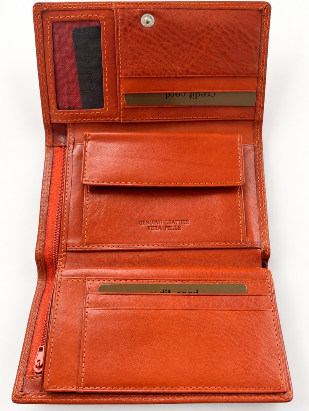 Italian-Purchased Vera Pelle Leather Organizer Wallet